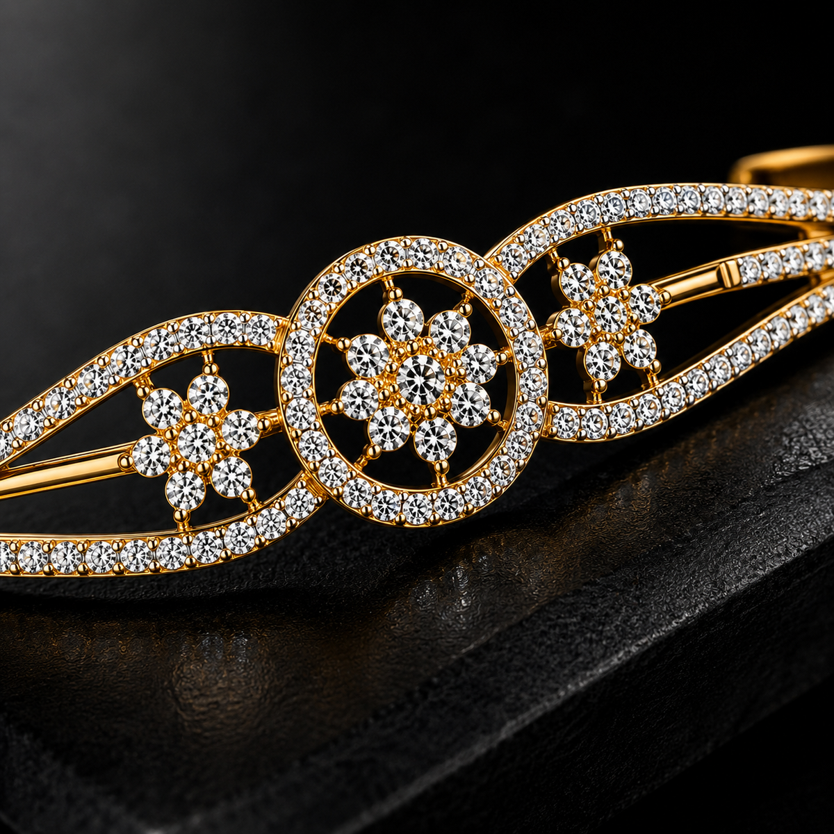 Elegant Gold-Tone American Diamond Bracelet