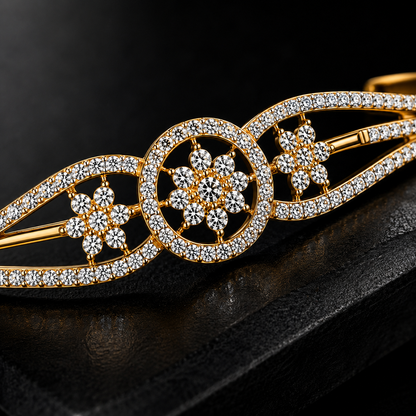 Elegant Gold-Tone American Diamond Bracelet