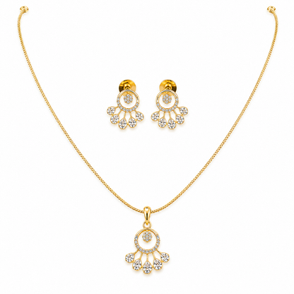 Fan Pendant Set with Chain & Earrings