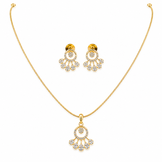 Fan Pendant Set with Chain & Earrings