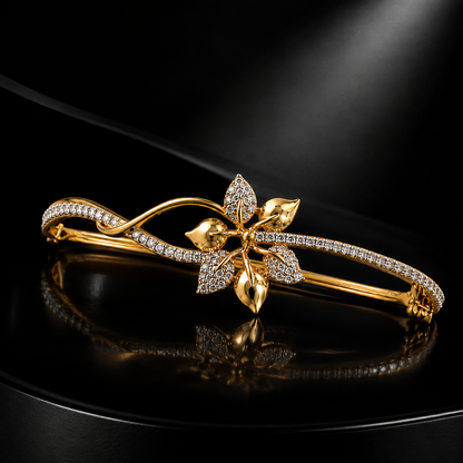 Gold Floral American Diamond Bracelet