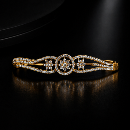 Elegant Gold-Tone American Diamond Bracelet