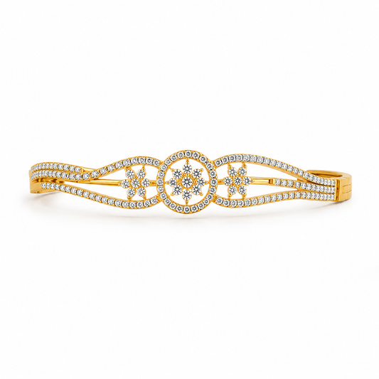 Elegant Gold-Tone American Diamond Bracelet