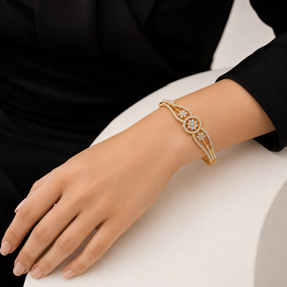 Elegant Gold-Tone American Diamond Bracelet