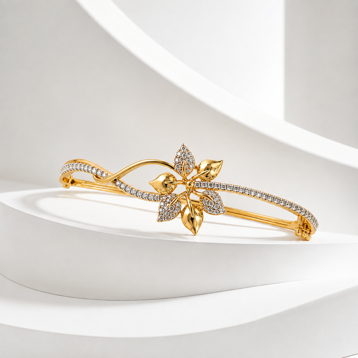 Gold Floral American Diamond Bracelet