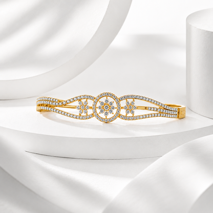 Elegant Gold-Tone American Diamond Bracelet