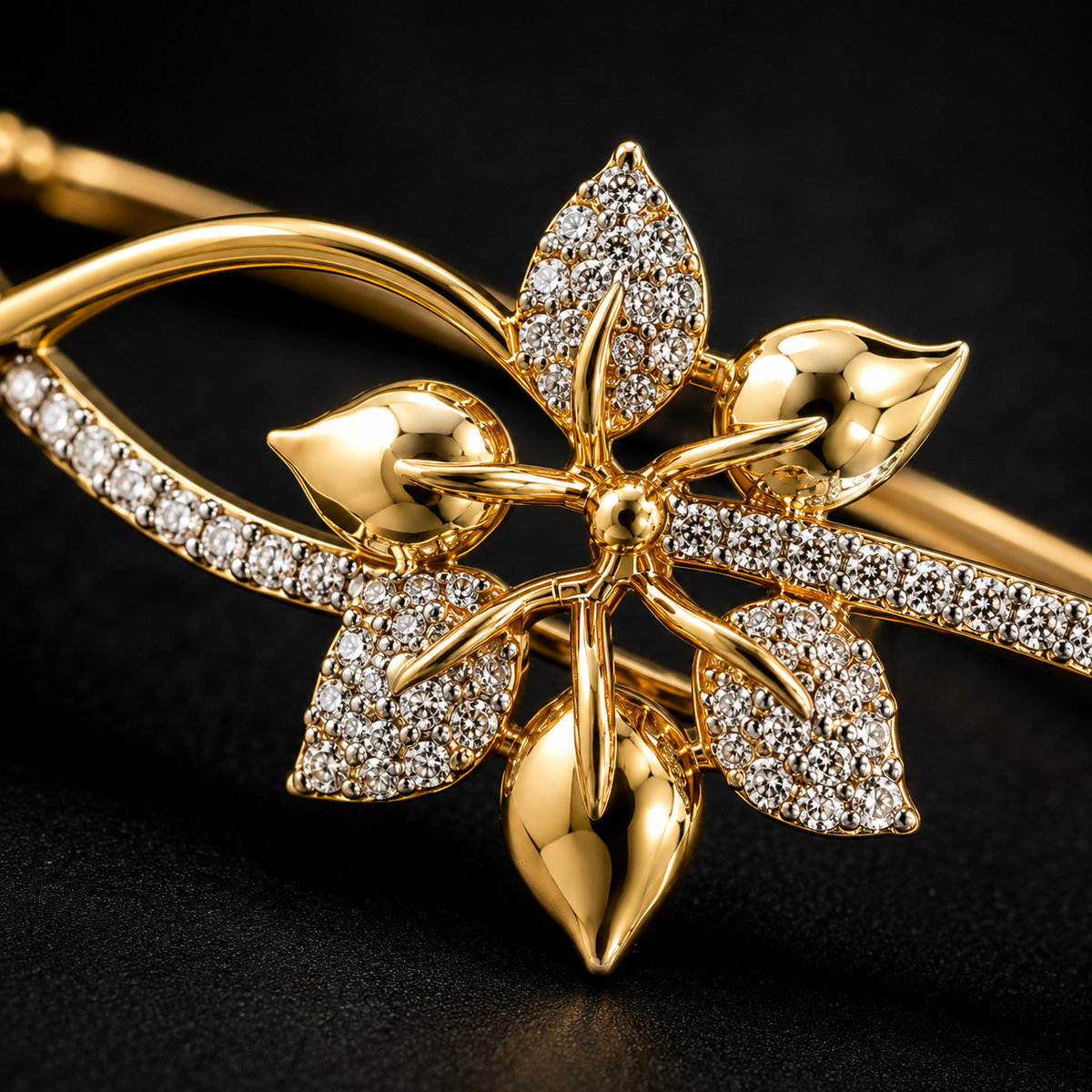 Gold Floral American Diamond Bracelet