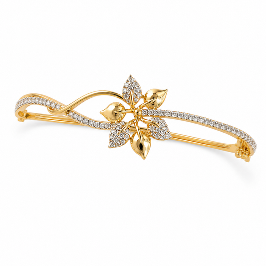 Gold Floral American Diamond Bracelet